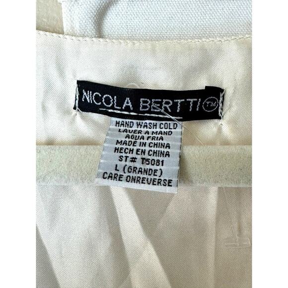 Nicola Bertti Cream Shift Dress Rose Appliqués Y2K Med.Large Classic Bridal Soft - Picture 5 of 14